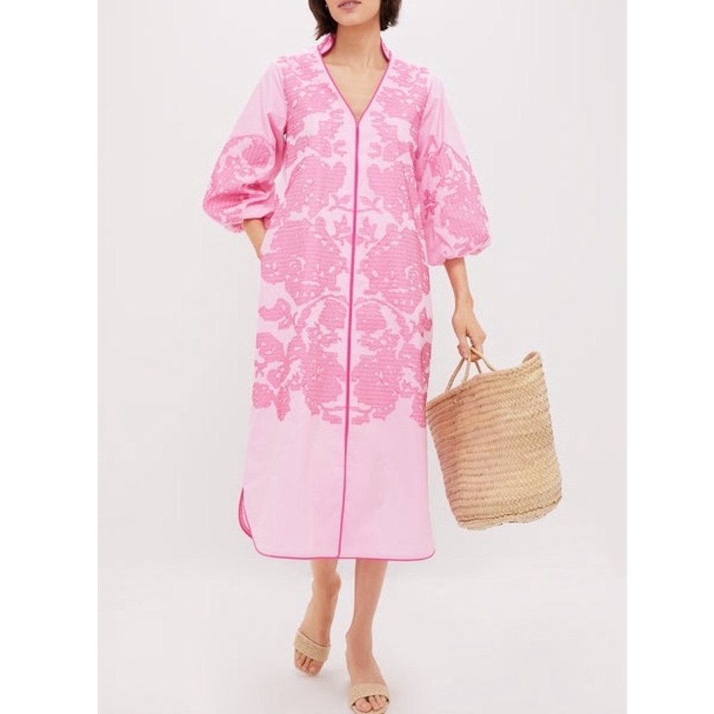 HYACINTH HOUSE
Pink Embroidery Arem Caftan - Picture 2 of 11